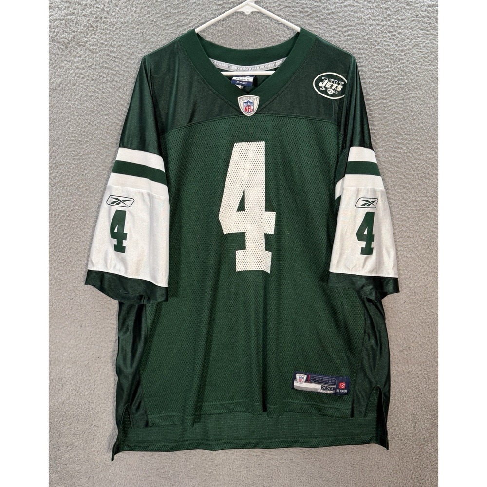 Vintage New York Jets Jersey Adult 2XL XXL Green Brett Favre Reebok NFL Y2K